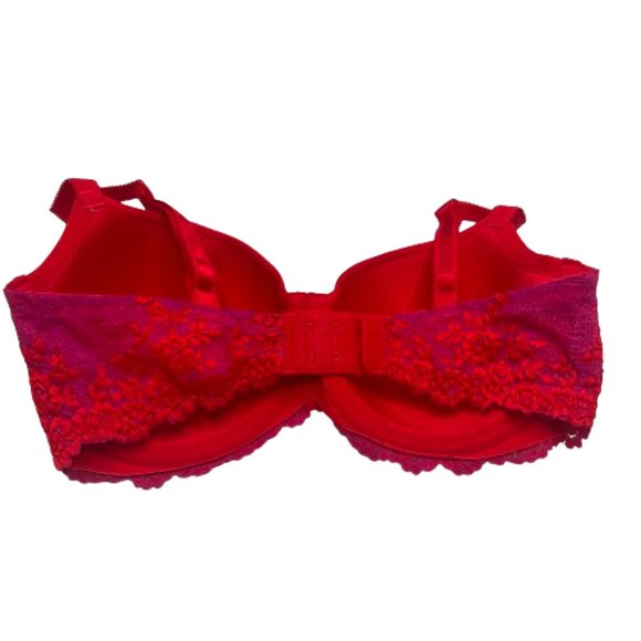 Wacoal Womens Embrace Lace T-Shirt Bra 34DD Red Pink Floral Underwire Seamless - Picture 11 of 16